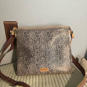 Consuela Tan Snake Pattern Crossbody Bag